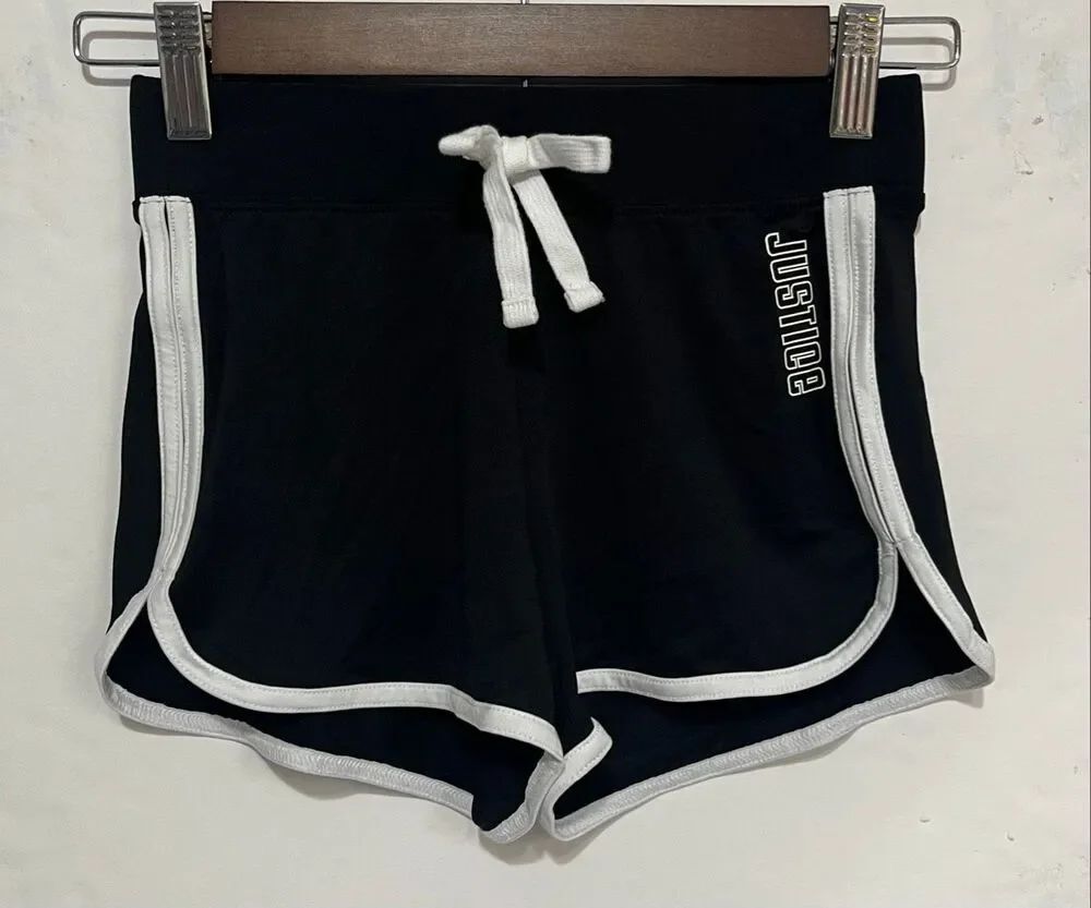 JusticeāBlack Active Graphic Logo Shorts Girls Size 8